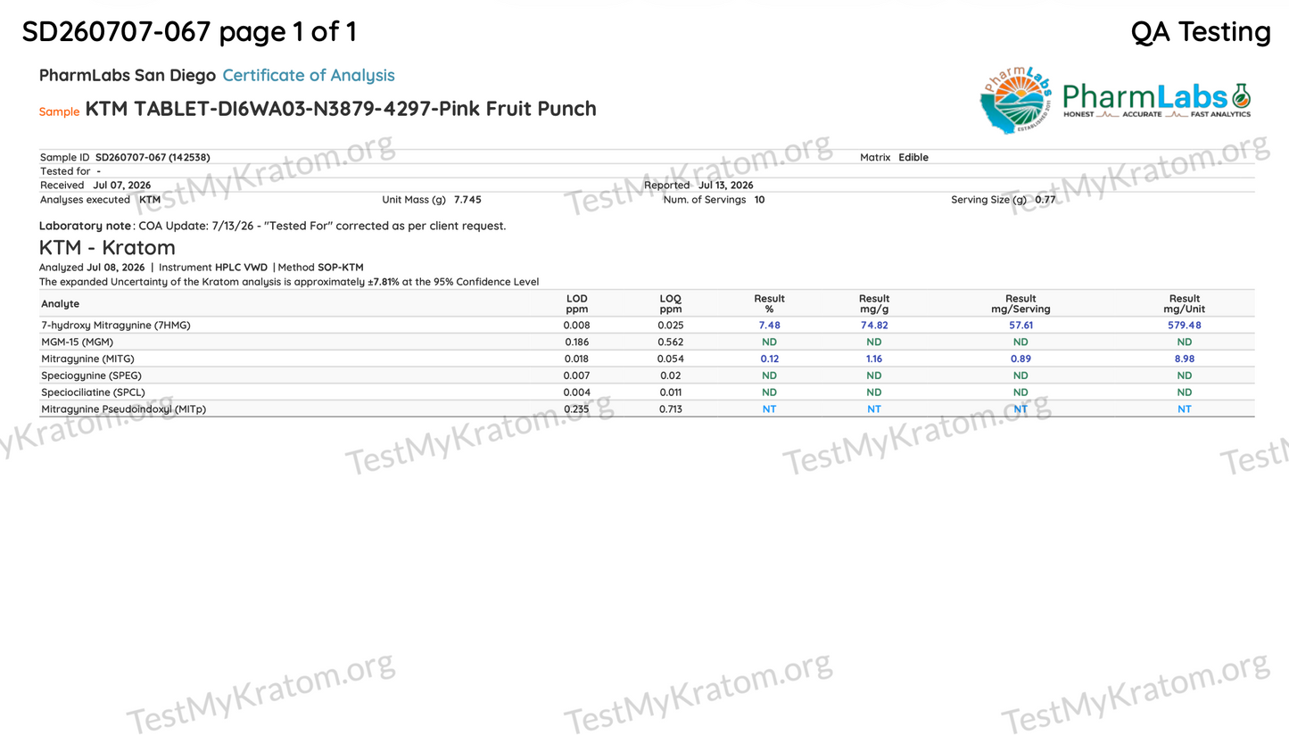 TMK 60mg Tabs by TestMyKratom