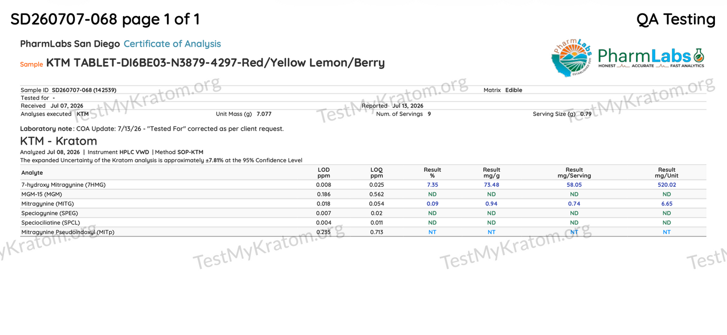 TMK 60mg Tabs by TestMyKratom